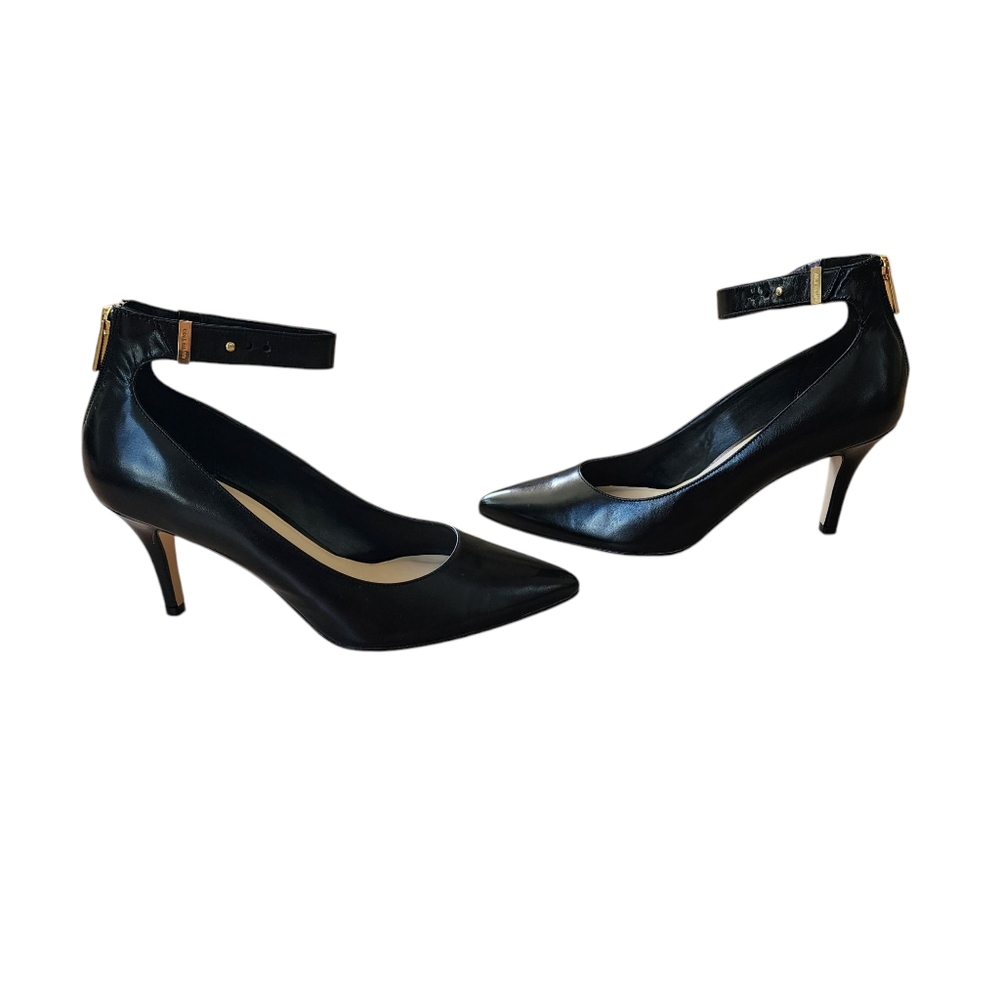Cole Haan Black Leather Pointy Toe Ankle Strap Heels Pumps 10 New